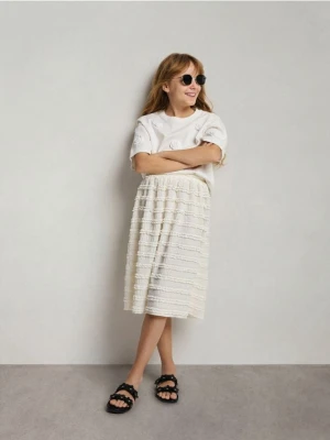 Reserved - Strukturalna spódnica maxi - złamana biel