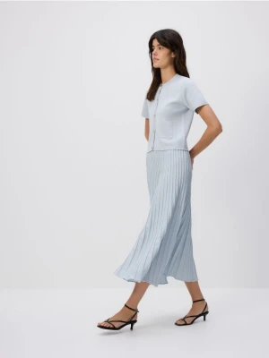 Reserved - Strukturalna spódnica midi - jasnoniebieski