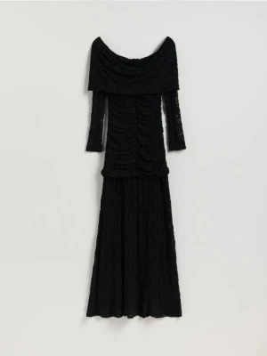 Reserved - Strukturalna sukienka maxi - czarny