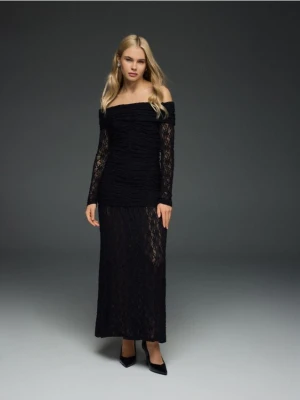 Reserved - Strukturalna sukienka maxi - czarny