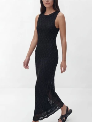 Reserved - Strukturalna sukienka maxi - czarny