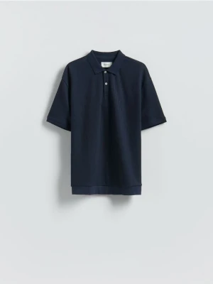 Reserved - Strukturalne polo comfort fit - granatowy