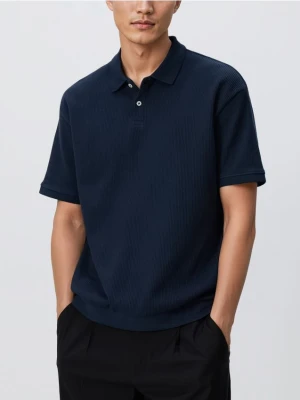 Reserved - Strukturalne polo comfort fit - granatowy