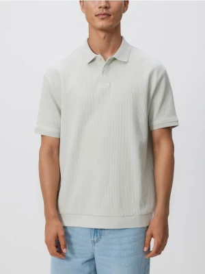 Reserved - Strukturalne polo comfort fit - jasnoniebieski