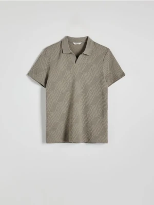 Reserved - Strukturalne polo regular fit - beżowy