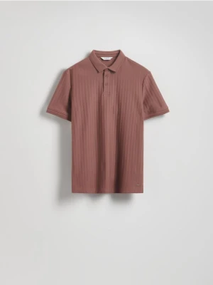 Reserved - Strukturalne polo regular fit - bordowy