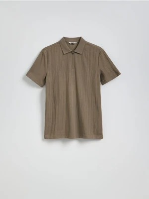 Reserved - Strukturalne polo regular fit - ciemnozielony