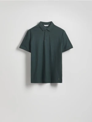 Reserved - Strukturalne polo regular fit - ciemnozielony