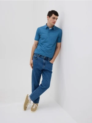 Reserved - Strukturalne polo regular fit - niebieski