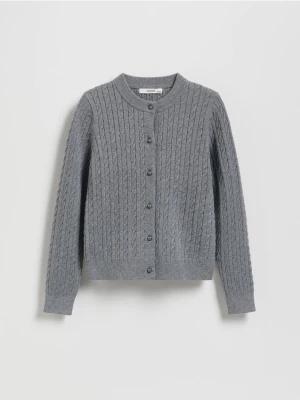 Reserved - Strukturalny kardigan z wiskozą - ciemnoszary