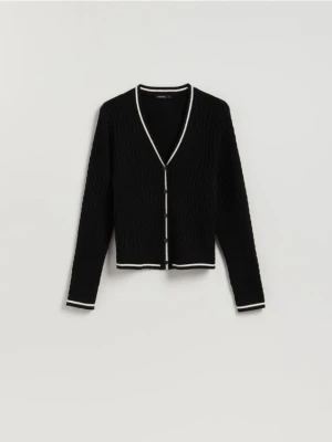 Reserved - Strukturalny kardigan z wiskozą - czarny