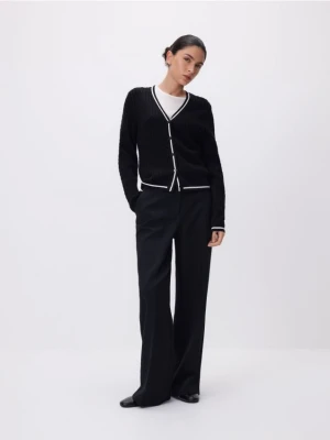 Reserved - Strukturalny kardigan z wiskozą - czarny
