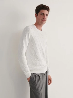 Reserved - Strukturalny sweter - Kremowy