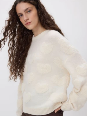 Reserved - Strukturalny sweter - kremowy