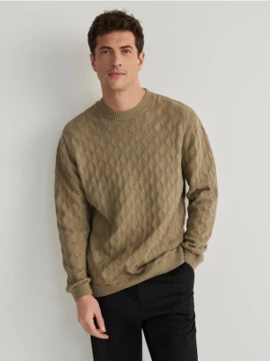 Reserved - Strukturalny sweter - oliwkowy