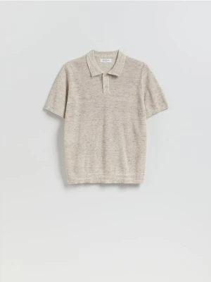 Reserved - Strukturalny sweter polo - beżowy