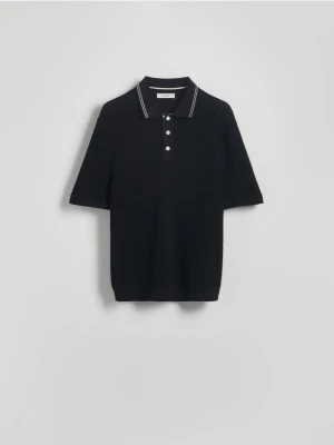 Reserved - Strukturalny sweter polo - czarny