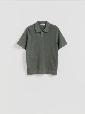 Reserved - Strukturalny sweter polo - jasny zielony