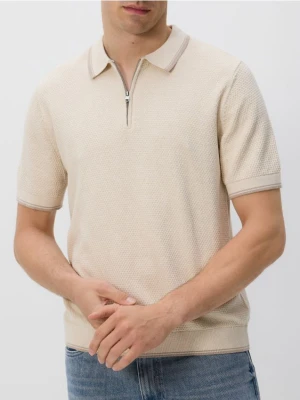 Reserved - Strukturalny sweter polo - kremowy