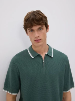Reserved - Strukturalny sweter polo - zielony