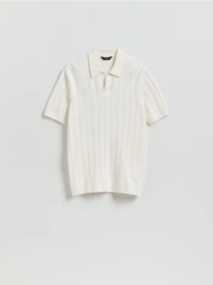 Reserved - Strukturalny sweter polo - złamana biel