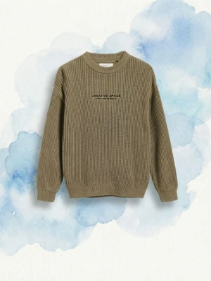 Reserved - Strukturalny sweter z bawełną - beżowy