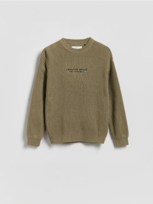 Reserved - Strukturalny sweter z bawełną - beżowy