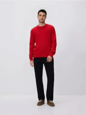 Reserved - Strukturalny sweter z bawełną - czerwony