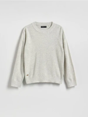 Reserved - Strukturalny sweter z bawełną - jasnoszary