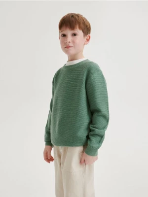 Reserved - Strukturalny sweter z bawełną - jasnozielony