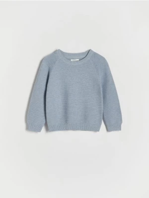 Reserved - Strukturalny sweter z bawełną - niebieski