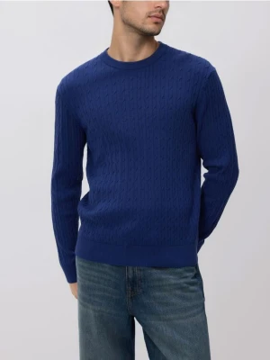 Reserved - Strukturalny sweter z bawełną - niebieski