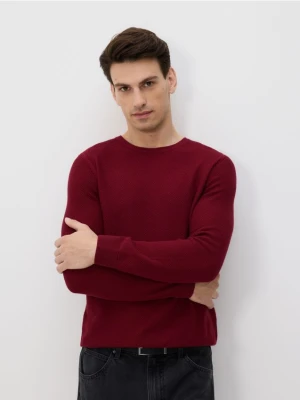 Reserved - Strukturalny sweter z bawełny - bordowy