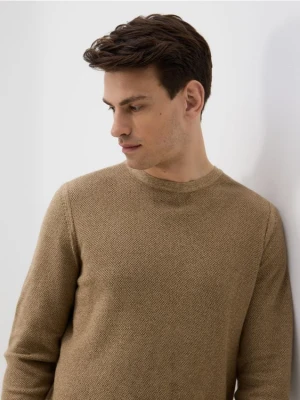 Reserved - Strukturalny sweter z bawełny - brązowy