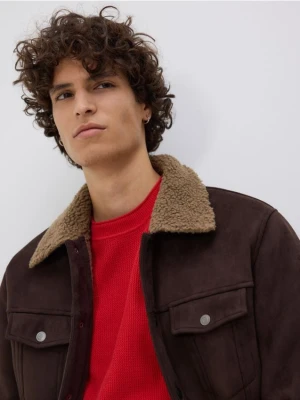 Reserved - Strukturalny sweter z bawełny - jasnofioletowy