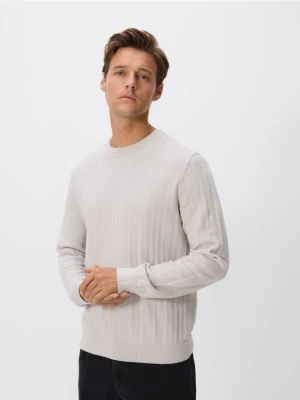 Reserved - Strukturalny sweter z bawełny - jasnoszary