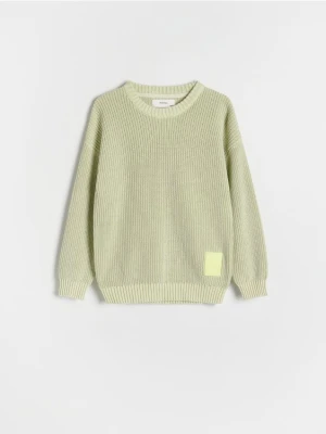 Reserved - Strukturalny sweter z bawełny - jasnozielony