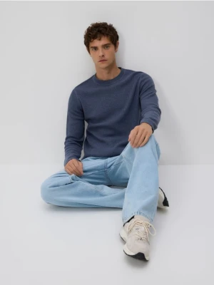 Reserved - Strukturalny sweter z bawełny - niebieski