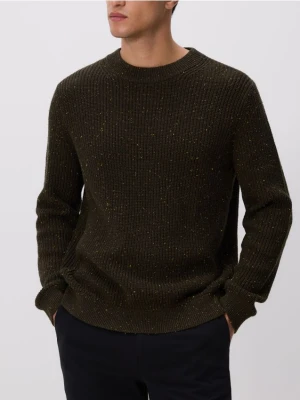 Reserved - Strukturalny sweter z bawełny - zielony