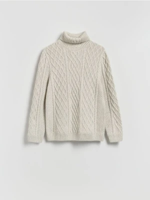 Reserved - Strukturalny sweter z golfem - jasnoszary