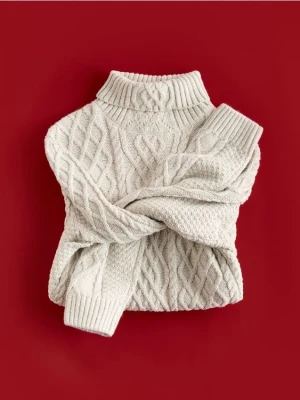 Reserved - Strukturalny sweter z golfem - jasnoszary