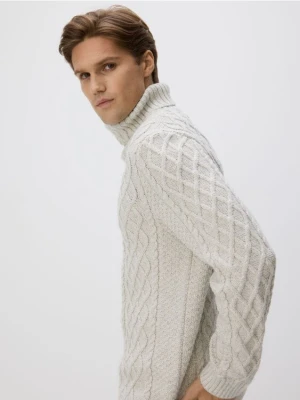 Reserved - Strukturalny sweter z golfem - jasnoszary