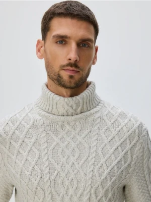 Reserved - Strukturalny sweter z golfem - jasnoszary