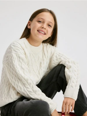 Reserved - Strukturalny sweter - złamana biel