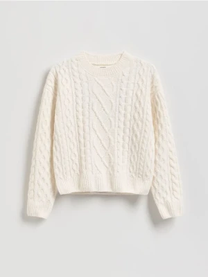 Reserved - Strukturalny sweter - złamana biel