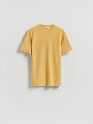 Reserved - Strukturalny t-shirt comfort fit - bursztynowy