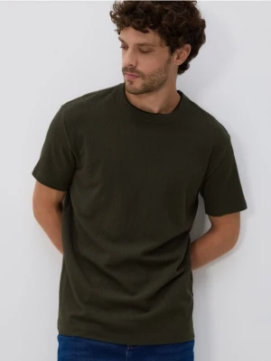 Zdjęcie produktu Reserved - Strukturalny t-shirt comfort fit - ciemnozielony