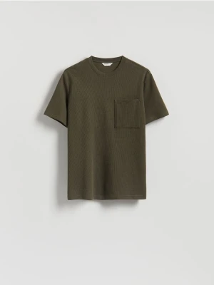 Reserved - Strukturalny t-shirt comfort fit - oliwkowy