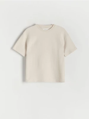 Reserved - Strukturalny t-shirt - kremowy