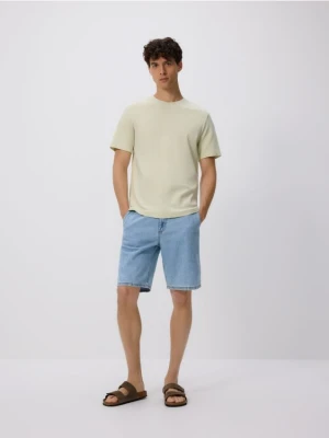 Reserved - Strukturalny t-shirt regular - jasnozielony